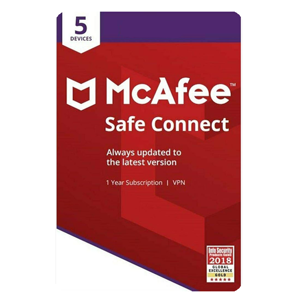McAfee Safe Connect VPN 5 Device 1 Year Global