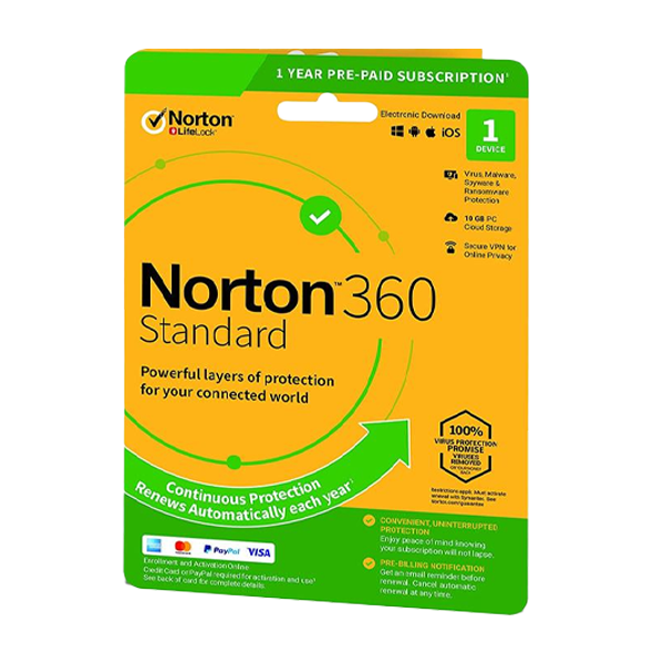Norton 360 Standard + 10 GB Cloud storage 1Device 1 year EURO